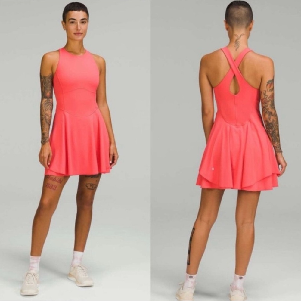 Light Blue Lululemon Court Crush Tennis Dress with Built-in Bra and Shorts - Picture 12 of 15